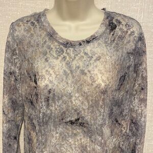 LOGO Printed Tie-Dye Sheer Lace Top